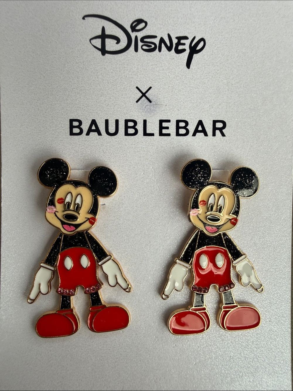 BaubleBar Disney Mickey Mouse Red, Black & White Enamel Earrings